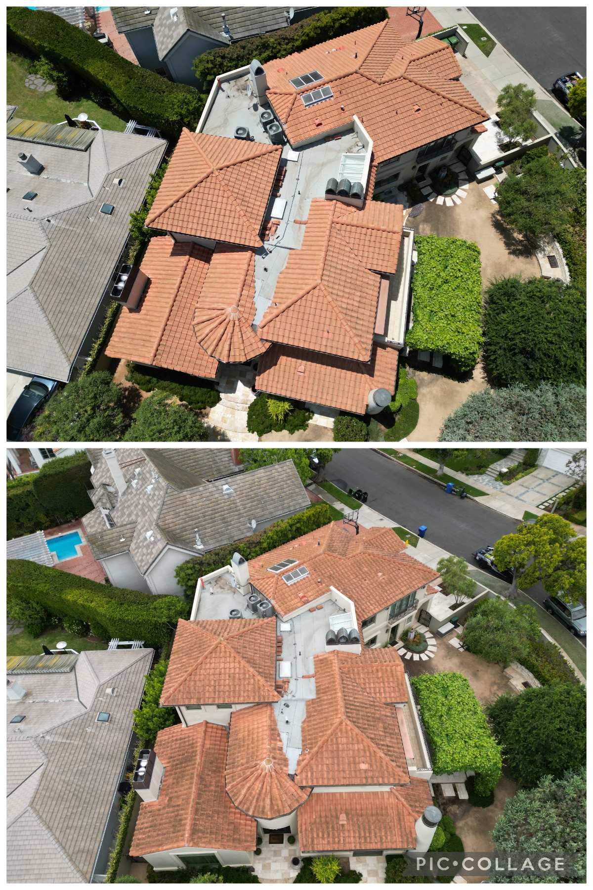 Roof cleaning in Yorba Linda, California (algae, mold and moss removal)